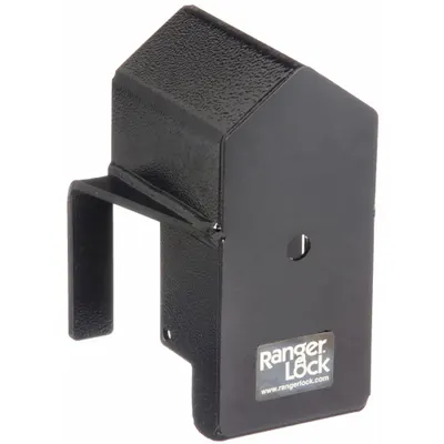 RANGER LOCK Padlock Guard with Lock: Steel, Black, 7 in Guard Lg, 5 in Guard Wd - Padlock Guards with Lock