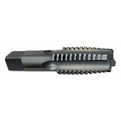 Left-hand Acme tap for cutting internal Acme threads in nuts, lead screws, and power-transmission components. Made of high-speed steel with a 2G tolerance, plug chamfer, and 4 flutes. Thread size 1 1/4"-5.