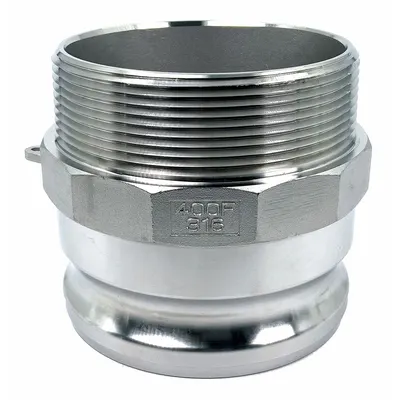 OEM Cam and Groove Adapter: 4 in Coupling Size, 4"-8 Thread Size - Type F Stainless Steel Cam & Groove Fittings