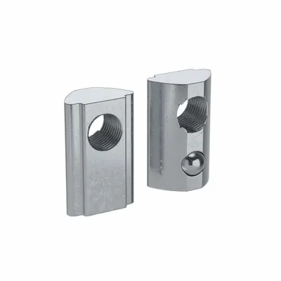 FATH INC. Roll In T-Nut: 1/4"-20 Size, For 0.4 in Slot Wd, 15 Series/40 Series, Single Offset - Roll-In T-Nuts