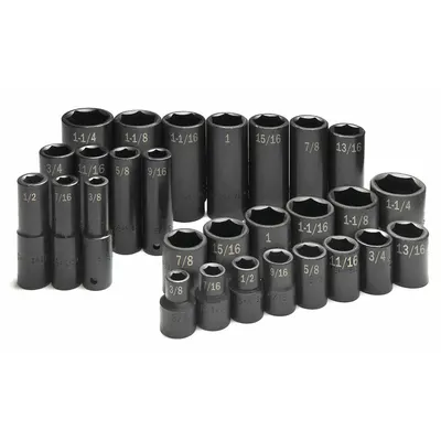 SK PROFESSIONAL TOOLS Impact Socket Set: 1/2 in Drive Size, Small Set (0-50 pieces) Set Size - SAE Impact Socket Sets