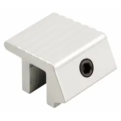 This clamp lock secures sliding windows by locking the sash in a closed position. It is non-handed for use on left or right sliding windows, mounts on the sash, and includes a handle. The lock has a painted white finish and an overall length of 1/2 inch.