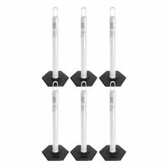 Portable temporary traffic delineator kit with a white looper-top post, 47 1/2 in overall height, and 4 in outside diameter. Includes a 40 ft length of 2 in reflective plastic chain and a weighted base. Used for directing vehicles around construction zones, parking lots, or special events.