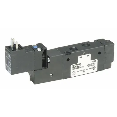 Parker Solenoid Air Control Valve: B8, Three-Way / Two-Position, Single Solenoid - Parker B Series Solenoid-Operated Inline Valves
