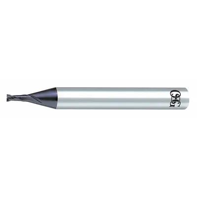 OSG Corner Radius End Mill: Carbide, WXL Coated, 2 Flute, 2.5 mm Mill Dia, 3.7 mm LOC - Pencil-Neck Carbide Corner-Radius End Mills for Hardened Materials