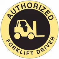 Hard Hat Label: Authorized Forklift Driver, 2 in Dia, English, Non-Reflective, 4 Labels, Std, 4 PK (MPN 42229)