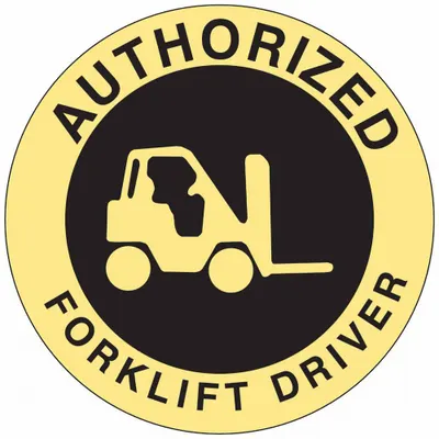 BRADY Hard Hat Label: Authorized Forklift Driver, 2 in Dia, English, Non-Reflective - Safety