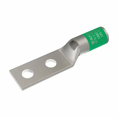 BURNDY Compression Lug: For 1 AWG, Stranded Wire, 3/8 in Stud Size, Std - Two-Hole Compression Lugs