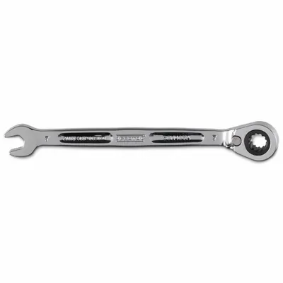 PROTO Combination Wrenches: Alloy Steel, Full Polish Chrome, 7 mm Head Size - Metric Spline Ratcheting Combination Wrenches