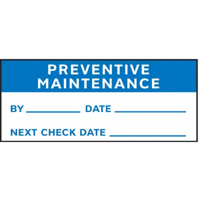 STRANCO Inspection Label: Preventative Maint, 1 1/2 in Wd, 5/8 in Ht, Adhesive - Safety