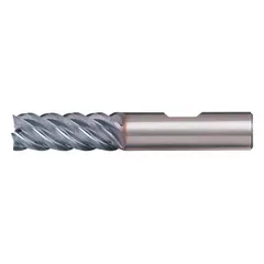 This CLEVELAND square end mill is made of carbide with a TiAlN coating, featuring 5 flutes, a 1" mill diameter, 3-1/4" length of cut, and 6" overall length. It is designed for milling hardened materials in finishing and semi-finishing operations, such as tool and die, mold, and aerospace work.