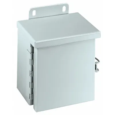 WIEGMANN Enclosure: Steel, 12 in x 12 in x 6 in, 3R, Solid Cover, Hinged, Included - Steel Enclosures with Hinged Covers