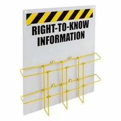 This wall-mount station is designed to display multi-type safety signs, labels, or documents in industrial facilities. It measures 20 inches high by 14 inches wide by 5 inches deep. Mounting hardware is not included. Suitable for organizing hazard communication materials in plants, warehouses, and workshops.
