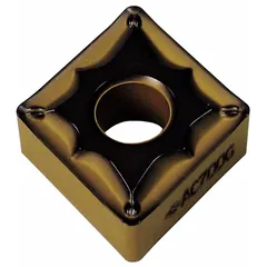 Diamond indexable turning insert for precision finishing and semi-finishing operations on non-ferrous materials, ceramics, glass, and composites. The diamond cutting edge provides wear resistance and surface finish in high-speed machining applications.