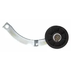 This idler pulley assembly maintains tension on the dryer belt, ensuring smooth drum rotation during drying cycles. It is a direct OEM replacement part for many Whirlpool clothes dryers, helping restore proper operation when the original pulley wears out or fails.