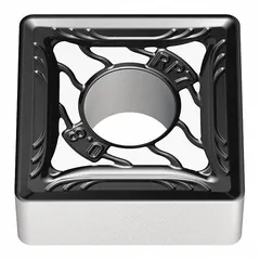Square indexable turning insert for general turning, facing, and profiling on lathes. Suitable for medium to rough machining of steel, stainless steel, and cast iron. Available in two size designations: SNMG644-RP7 and SNMG190616-RP7.