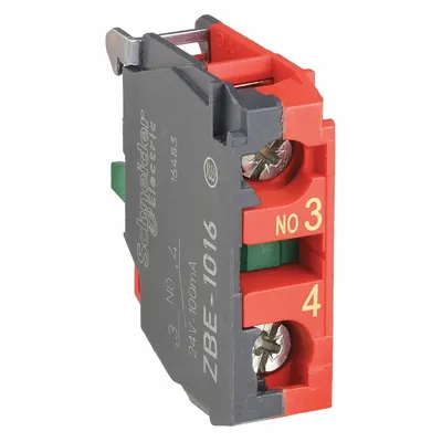 SCHNEIDER Contact Block: 22 mm Panel Mounting Size, 1NO, Momentary - Contact Blocks