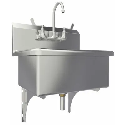SANI-LAV Scrub Sink: 1 Stations, 10 1/2 in Bowl Dp, 22 in Bowl Lg, 16 1/2 in Bowl Wd - One-Station Wall-Mounted Hand Sinks with Faucets