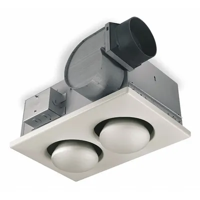 BROAN Bathroom Fan: Ceiling, 70 cfm Max, 4 sones, 1 Speed, BR40, Infrared Lamp - Bathroom Exhaust Fans with Heater