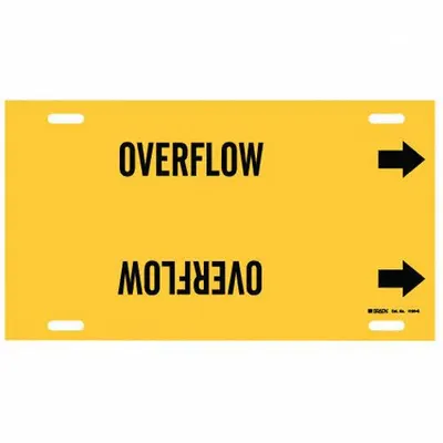 BRADY Overflow Strap-On Pipe Marker - Overflow Strap-On Pipe Markers