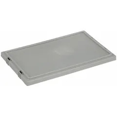 This plastic lid is designed for standard stacking and nesting totes, compatible with AKRO-MILS model 35185. It measures 18 inches by 11 inches and is gray. The lid is FDA compliant, making it suitable for applications requiring hygienic containment.