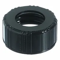 Lab Bottle Caps: 20 mm Dia, Black, Phenolic, Unlined, 6,300 Closures Included, Colored (MPN CAP-00330)