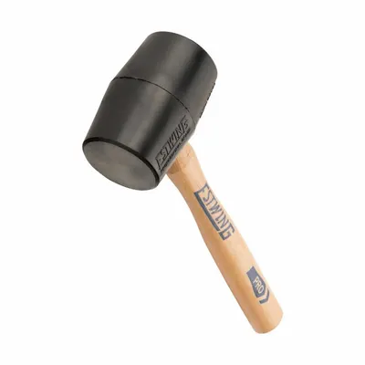 ESTWING Mallet: Hickory Handle, Plain Grip, 12 oz Head Wt, 2 3/8 in Dia, 4 1/4 in Head Lg - Rubber Mallets