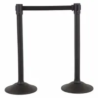 Barrier Post with Belt: 38 1/2 in Post Ht, 77 in Belt Lg, Black, 2 No. of Posts, No Pattern (MPN U2000)