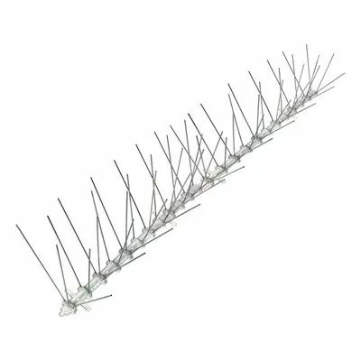 BIRD-X Bird Repellent Spikes: Std, Plastic Base, Clear, 100 ft Overall Lg - Bird Spikes