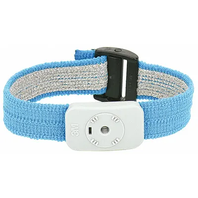 SCS Static Control Wrist Strap: Fabric, Light Blue, 13 in Strap Lg - Max, 2 Strap Conductors - Elastic Antistatic Wrist Straps