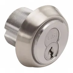 This mortise cylinder from BEST features an interchangeable core design with a chrome finish. It includes a C118 Cloverleaf cam and is configured for 7 pins, suitable for use in commercial door lock assemblies where key control and core flexibility are required.