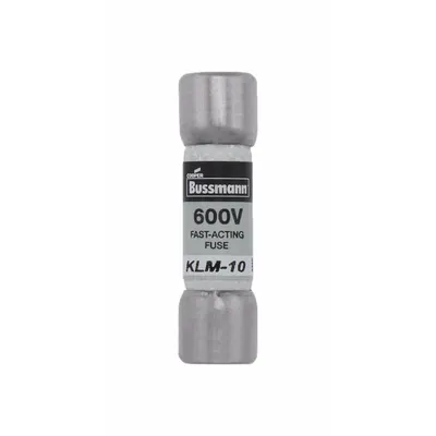 BUSSMANN Fuse: KLM Series, Midget, Fast-Acting, 10 A, 600 V AC, 600 V DC - Fast-Acting Cylindrical Fuses