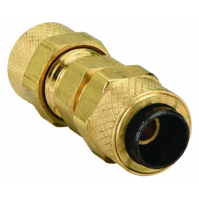 PARKER Compression Fitting Union: 1/4 in OD x 1/4 in OD Fitting Size, Brass - Creep-Resistant Self-Aligning Brass Compression Fittings