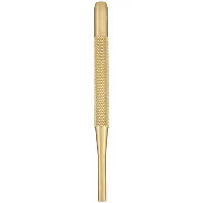 STARRETT Brass Drive Pin Punch: Non-Sparking, 1/8 in Tip Dia, 4 in Overall Lg, Round - Non-Sparking Flat-Tip Pin Removing Punches