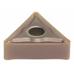 Triangle (T) indexable turning insert for general turning, facing, and profiling operations on metal workpieces. Suitable for use in CNC lathes and manual machining centers. Manufacturer part number TNMG322ESU-AC830P.