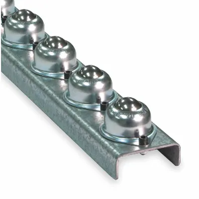ASHLAND CONVEYOR Flow Rail: Ball Transfer, Light-Duty, 5 ft Overall Lg, 120 lb/ft (5 ft Supports) - Light-Duty Multi-Directional Ball Transfer Flow Rails