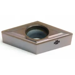 Diamond indexable turning insert for precision turning and finishing of non-ferrous materials, composites, and abrasive workpieces. The diamond composition provides hardness and wear resistance for high-speed machining operations.