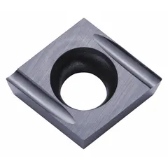 This diamond indexable turning insert is designed for precision machining of non-ferrous materials, composites, and plastics. It is suitable for turning, boring, and facing operations requiring fine surface finishes. The insert is used in general manufacturing applications where high wear resistance and consistent performance are needed.