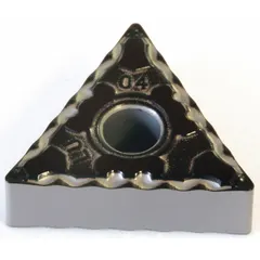 Triangle (T) indexable turning insert for general turning, facing, and profiling operations. Suitable for medium to light cutting conditions on steel, stainless steel, and cast iron. Available in designations TNMG331ELU and TNMG160404N-LU.