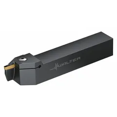 This WALTER indexable toolholder is designed for grooving and parting operations on CNC lathes and turning centers. It accommodates compatible inserts for cutting grooves or separating workpieces in metalworking applications.