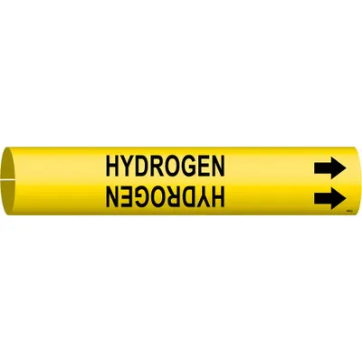 BRADY Pipe Marker: Hydrogen, Yellow, Black, Fits 3/4 to 1 3/8 in Pipe O.D., 1 Pipe Markers - Hydrogen Snap-On Pipe Markers