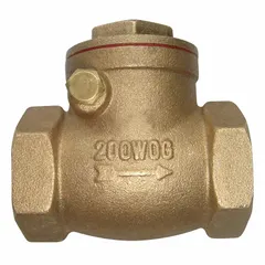 This brass inline swing check valve features a swing disc mechanism to prevent backflow in piping systems. With 1/2 in FNPT x FNPT connections, it is suitable for horizontal or vertical installation in water, oil, and gas lines where corrosion resistance is required.