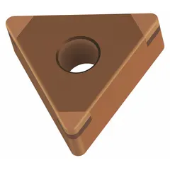Triangle (T) indexable turning insert for general turning operations on lathes. Designed with multiple cutting edges to provide extended tool life in machining of metals.