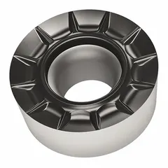 Round indexable turning insert with an 8 mm inscribed circle diameter, 3 mm thickness, and molded chipbreaker. Designed for general turning, profiling, and contouring operations on metal workpieces. Suitable for both roughing and finishing applications in industrial machining.