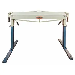Manual straight brake for bending sheet metal. Capacity: 20 ga. Maximum bending width: 48 in. Suitable for fabrication shops, HVAC ductwork, and custom metalwork requiring precise, manual straight bends.