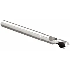 Uncoated carbide corner-radius end mill with 3/16" diameter, 1/4" length of cut, 0.015" corner radius, and 2 flutes. The reduced-neck design provides clearance for deep slotting and profiling in aluminum and other non-ferrous materials. The corner radius strengthens the cutting edge to reduce chipping during machining.
