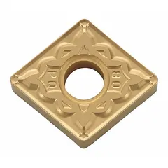 This diamond indexable turning insert is designed for precision machining of non-ferrous materials, composites, and abrasive plastics. It is suitable for turning, facing, and boring operations, providing high wear resistance and fine surface finishes. The insert is identified by manufacturer part number CNMG431PQ CA510, with alternate designation CNMG120404PQ.