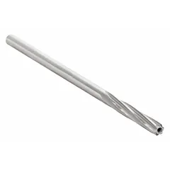 This chucking reamer features a spiral-flute design in cobalt construction for precision hole finishing. With a 5.5 mm (0.2165 in) diameter and right-hand cutting direction, it is suitable for enlarging and finishing holes to tight tolerances in metalworking and machining operations.