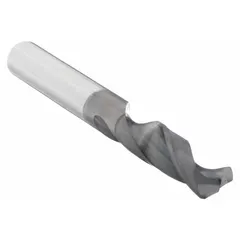 Solid carbide jobber-length drill bit with AlTiN coating for increased wear resistance. The 140° 4-facet point reduces thrust and improves hole quality. Suitable for general-purpose drilling in hardened steels, stainless steels, and cast irons. Diameter: 33/64" (0.5156 in).