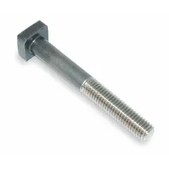Square-head T-bolt designed for 1/2 in T-slots. Thread size is 1/2"-13 with a shank length of 2 1/2 in. Used to secure workpieces and fixtures to machine tables, jigs, and clamping assemblies.